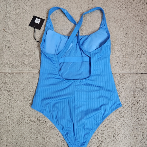 S3 Swim Ribbed One-Piece Swimsuit – Lake Blue (Size L, NWT) - Picture 6 of 7